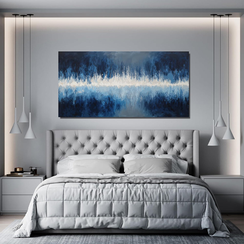 YISXINOAG Deep Blue Abstract Wall Art Modern Calm Cool Tones Canvas 20"X...
