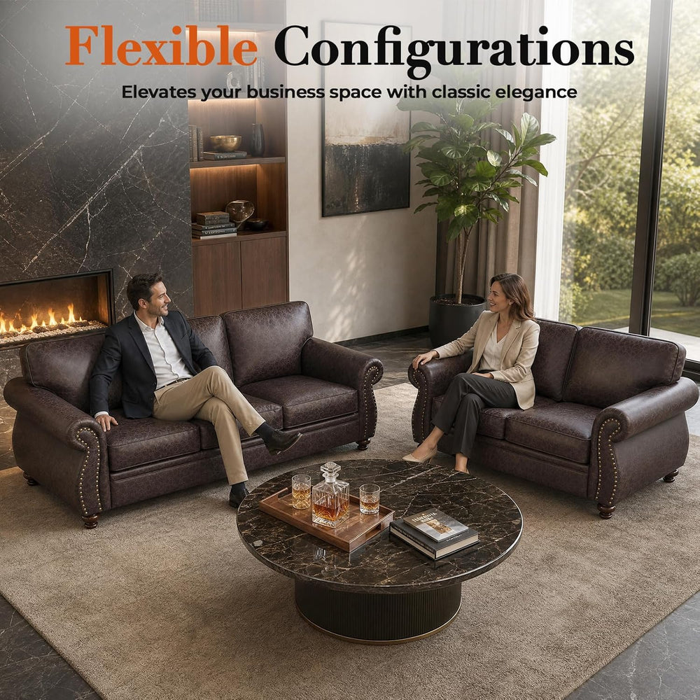Couchus 2-Piece Sofa Set, 88" 3-Seater, 77" Loveseat, Brown