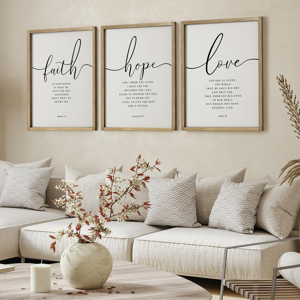 Houmury Set of 3 Framed Farmhouse Bible Verses Wall Decor Sign 11”x14” Christ...