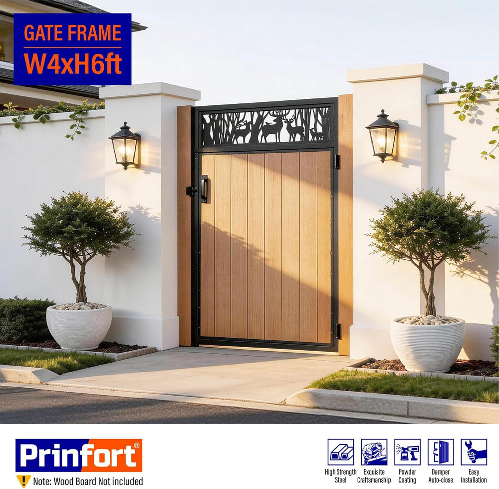 4x6FT (46.78" W X 70.8" H) Stainless Steel Anti Sag Wooden Fence Ga...