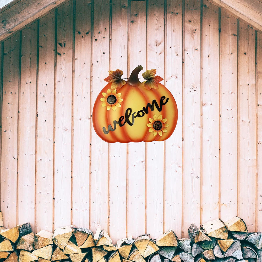 Metal Pumpkin Yard Signs with Stakes Fall Harvest Garden Lawn Yard Porch Outd...