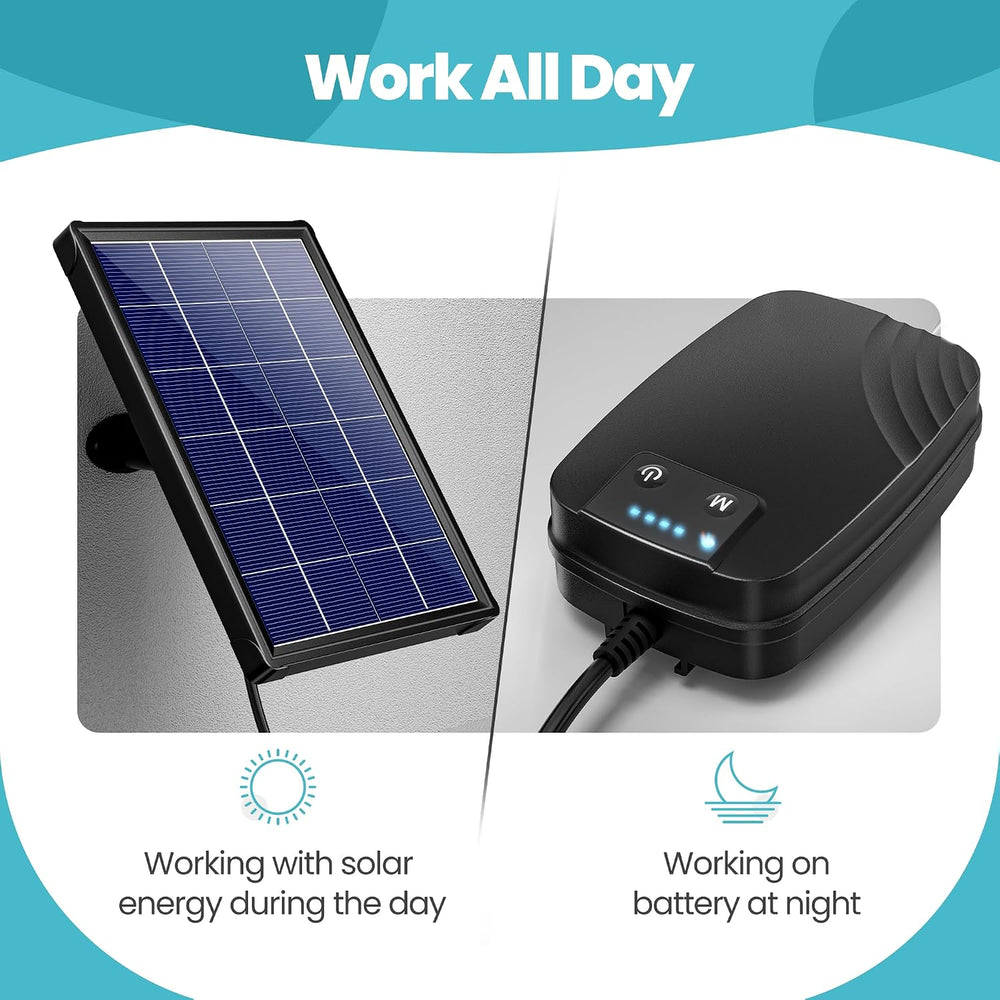 NFESOLAR 4W Solar Aerator for Pond with 2200mAh Battery, 3 Modes, 2 Stones