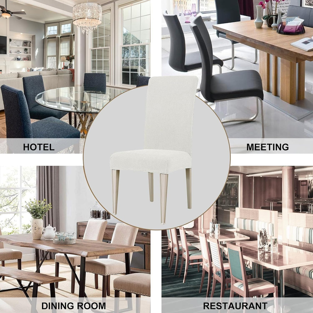 Chair Covers for Dining Room Set of 6, Stretch,White