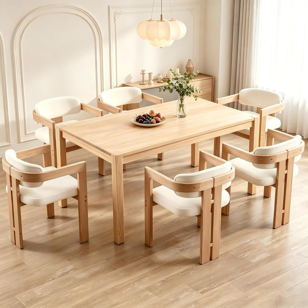 Farmhouse Dining Chairs Set of 6 Upholstered Kitchen Chair Solid Wood Side Ch...