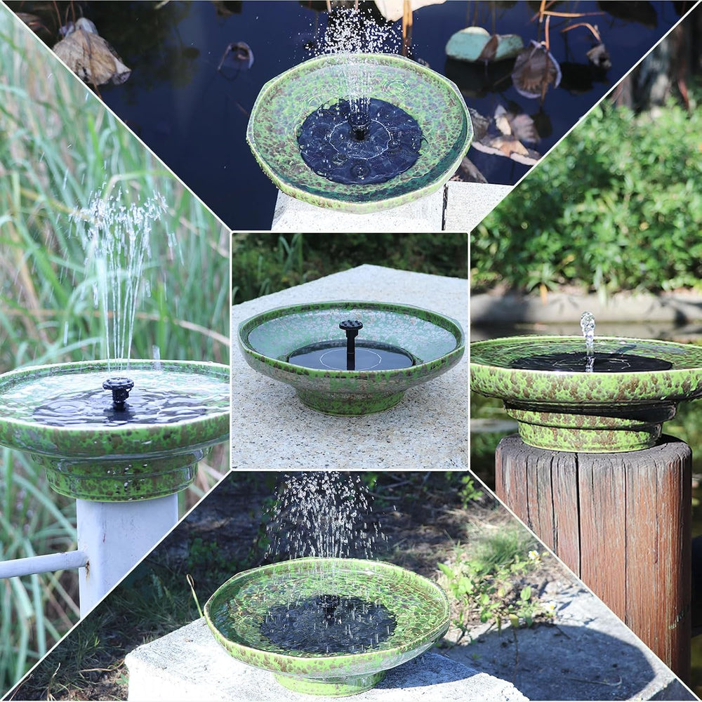 11.6" Solar Ceramic Bird Bath Fountain,Birdbaths for Outside