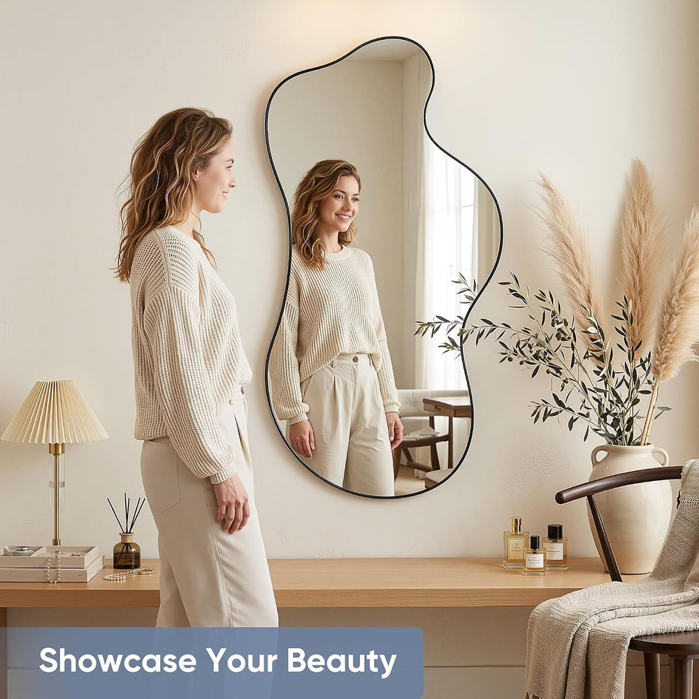 Irregular Wall Mirror, 26"x40" Asymmetrical Mirror, Black