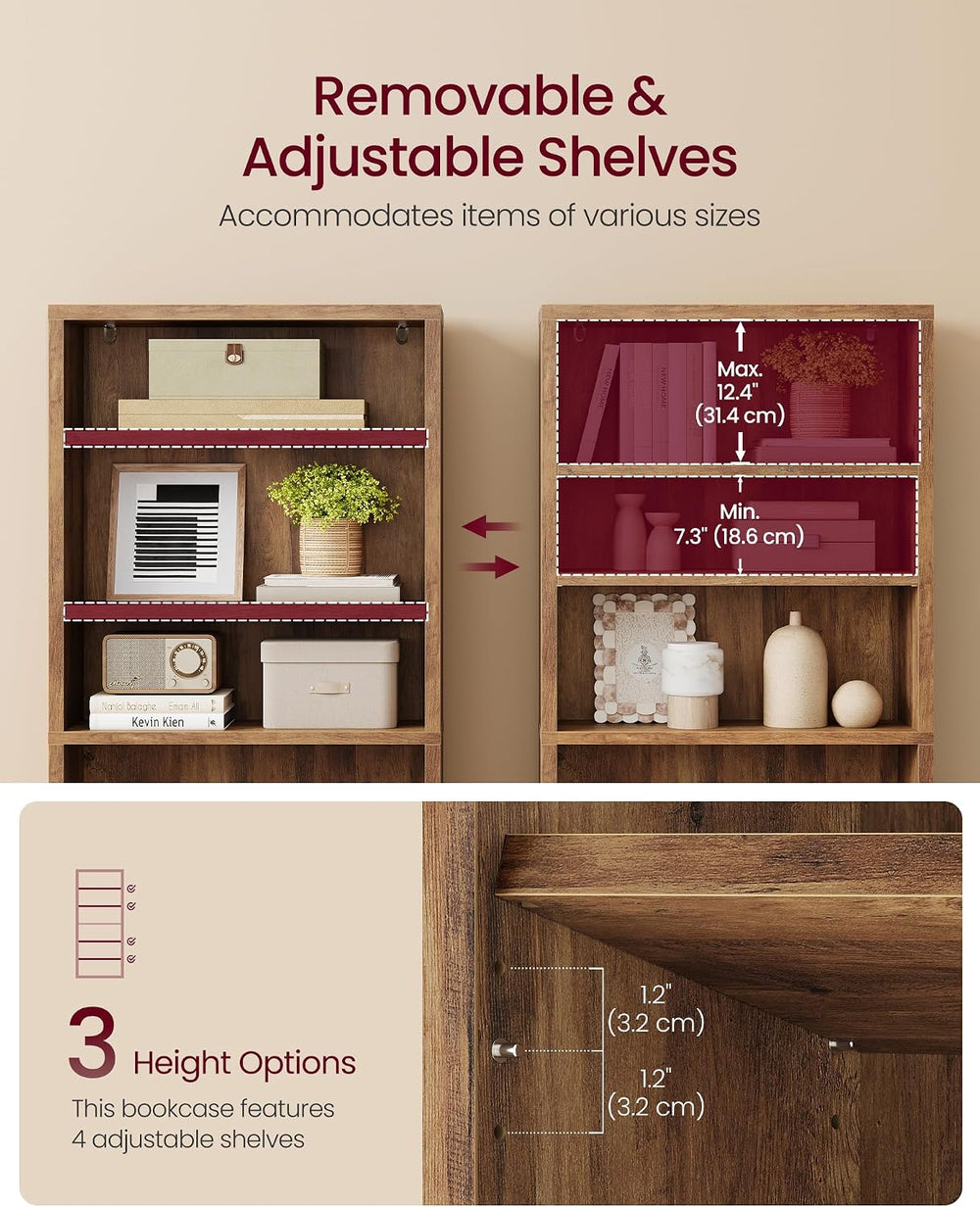 VASAGLE 6-Tier Bookshelf, Minimalist Bookcase with Adjustable Shelves