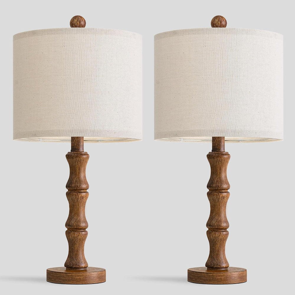 BOBOMOMO 20.5" Rustic Table Lamps Set of 2, Farmhouse Nightstand Lamp wi...