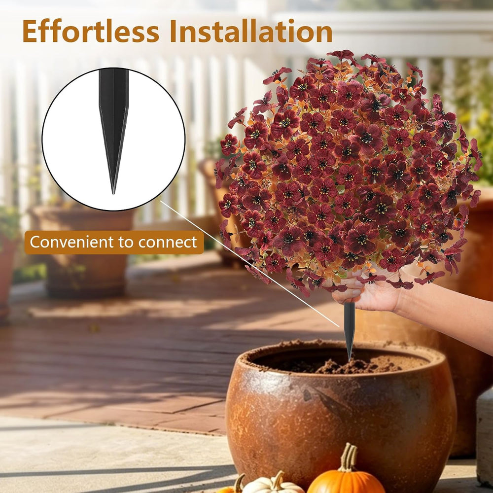 2Pcs Artificial Fall Flowers for Outdoors, Fake Mums Plants Autumn Decor