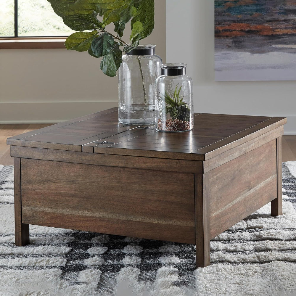 Signature Design by Ashley Wood Lift-Top Coffee Table with Storage, Brown