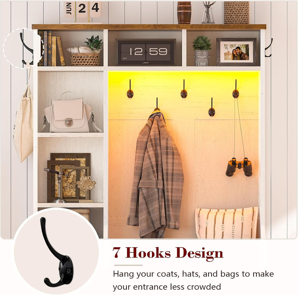 CSZZD Hall Tree with Bench & Entryway Coat Rack with Shoe Storage