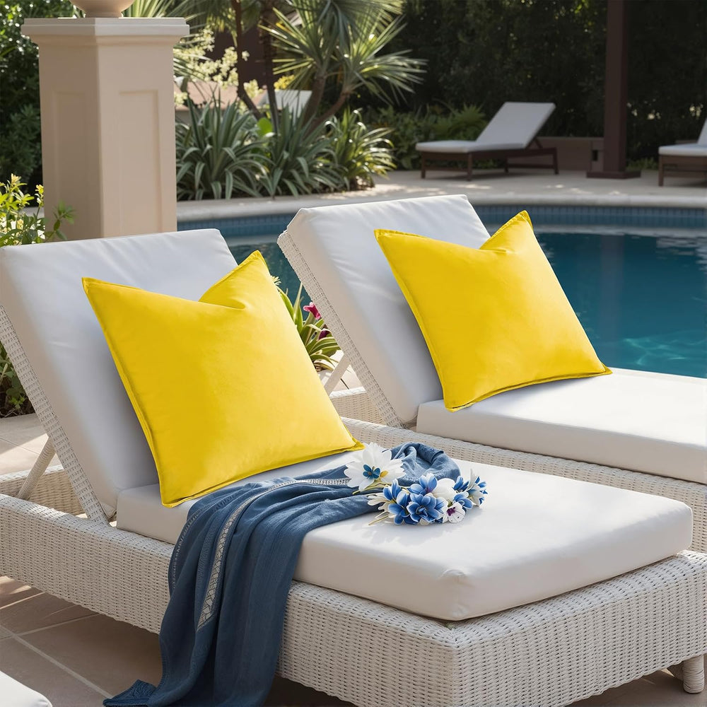 decorUhome Outdoor Waterproof Faux Linen Throw Pillow Covers 26x26 Set of 2
