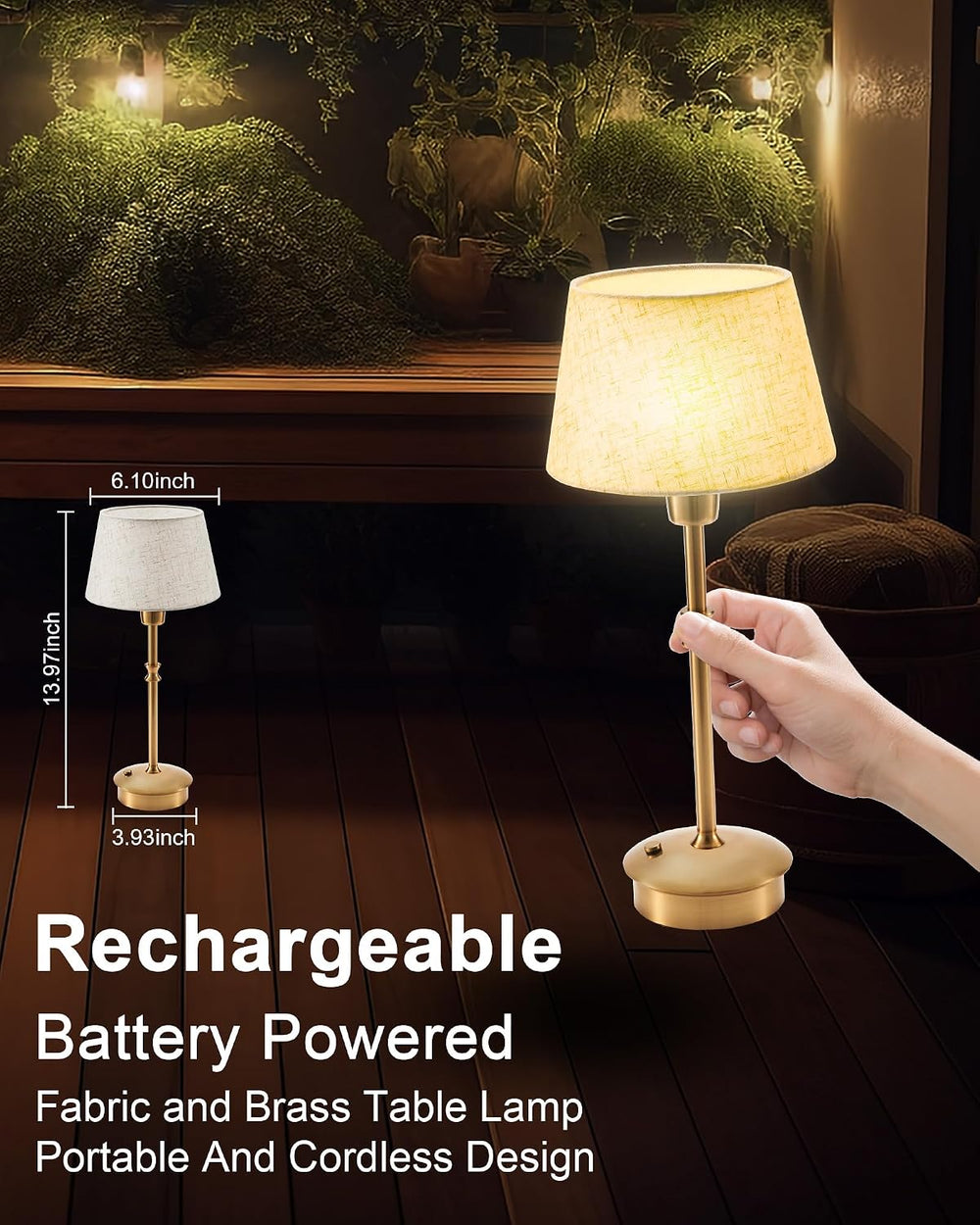 UMEXUS Cordless Rechargeable Table Lamp, Small Battery Operated Table Light