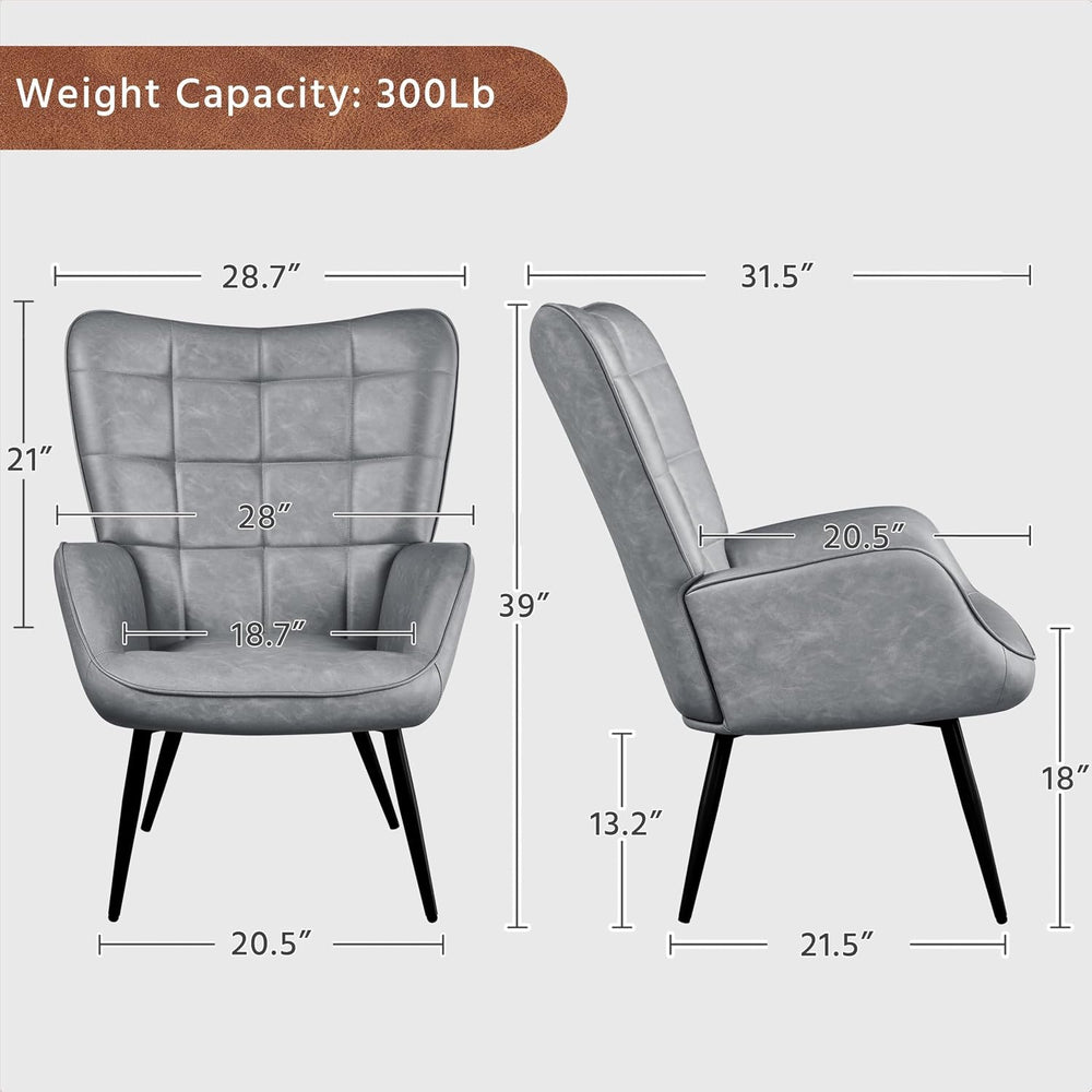 Yaheetech Faux Leather Accent Chair for Living Room Gray