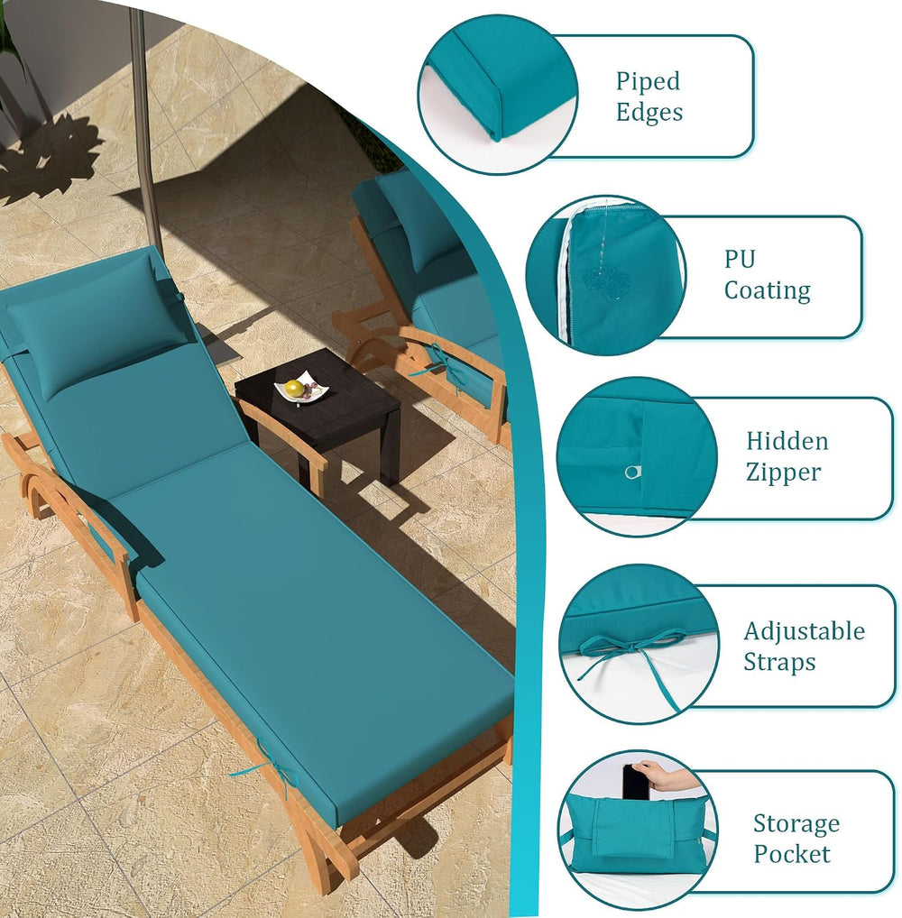 80''x 26''x 3'' Outdoor Chaise Lounge Cushions for Po...