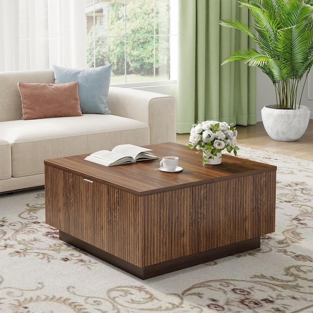 Epecoya 31'' Lift Top Coffee Table with Storage, Walnut Square Center...