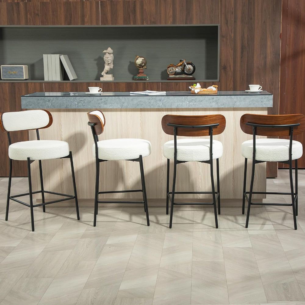 Bar Stools Set of 4 Boucle Counter Stools for Kitchen Island