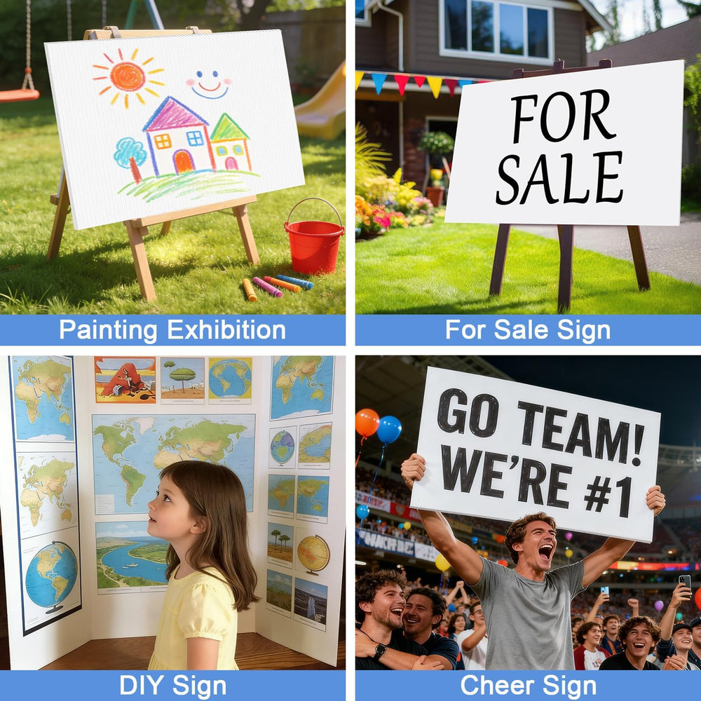 Corrugated Plastic Board 24" x 36", 5 Pack White Plastic Poster Boa...