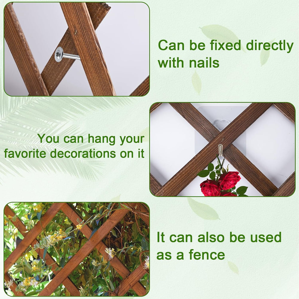 Wood Lattice Fence Panels for Outside 13.4"x78.8" Expandable Natura...