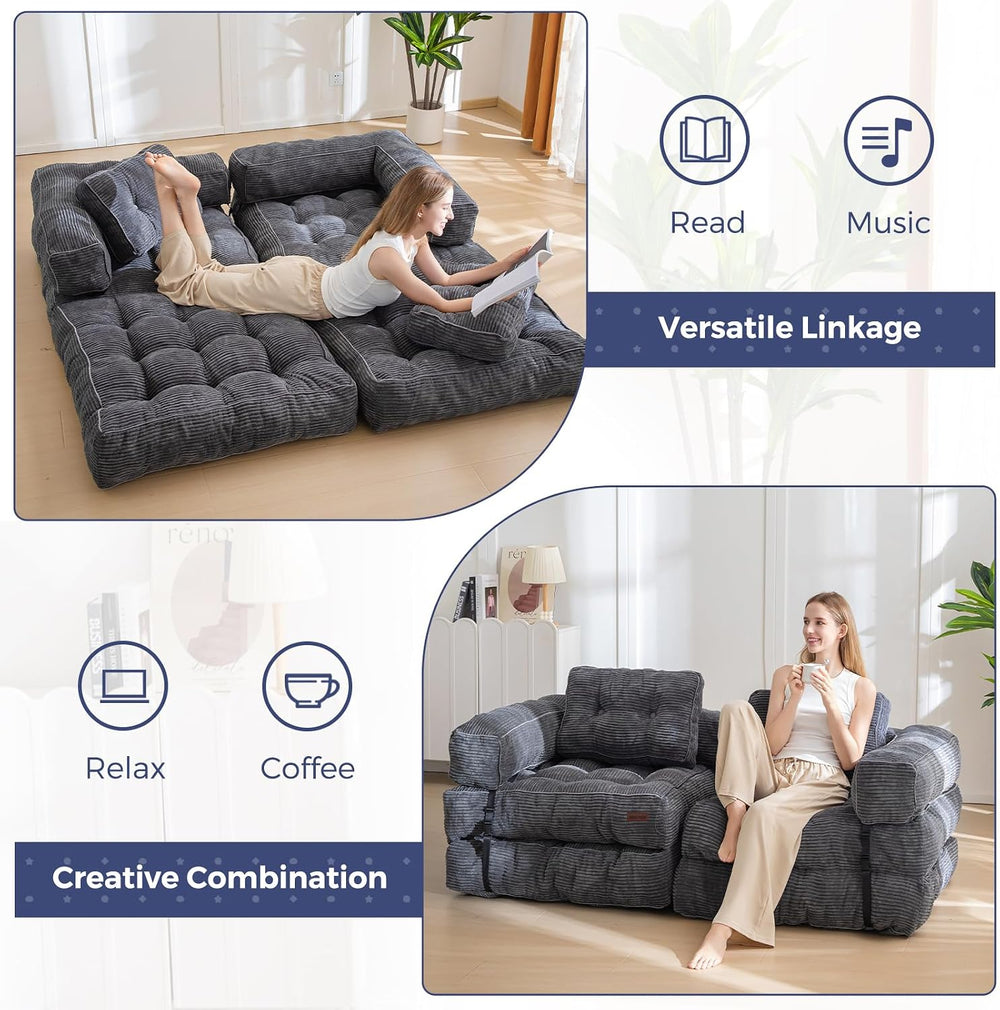 MAXYOYO Folding Sofa Bed, Convertible Chair Bed with Pillow