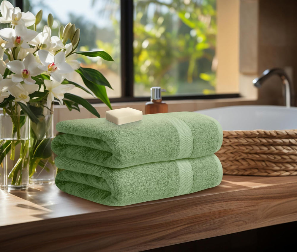 Avalon Towels Sage Green Bath Towel Set, 8 Piece, 600 GSM Ring Spun Cotton