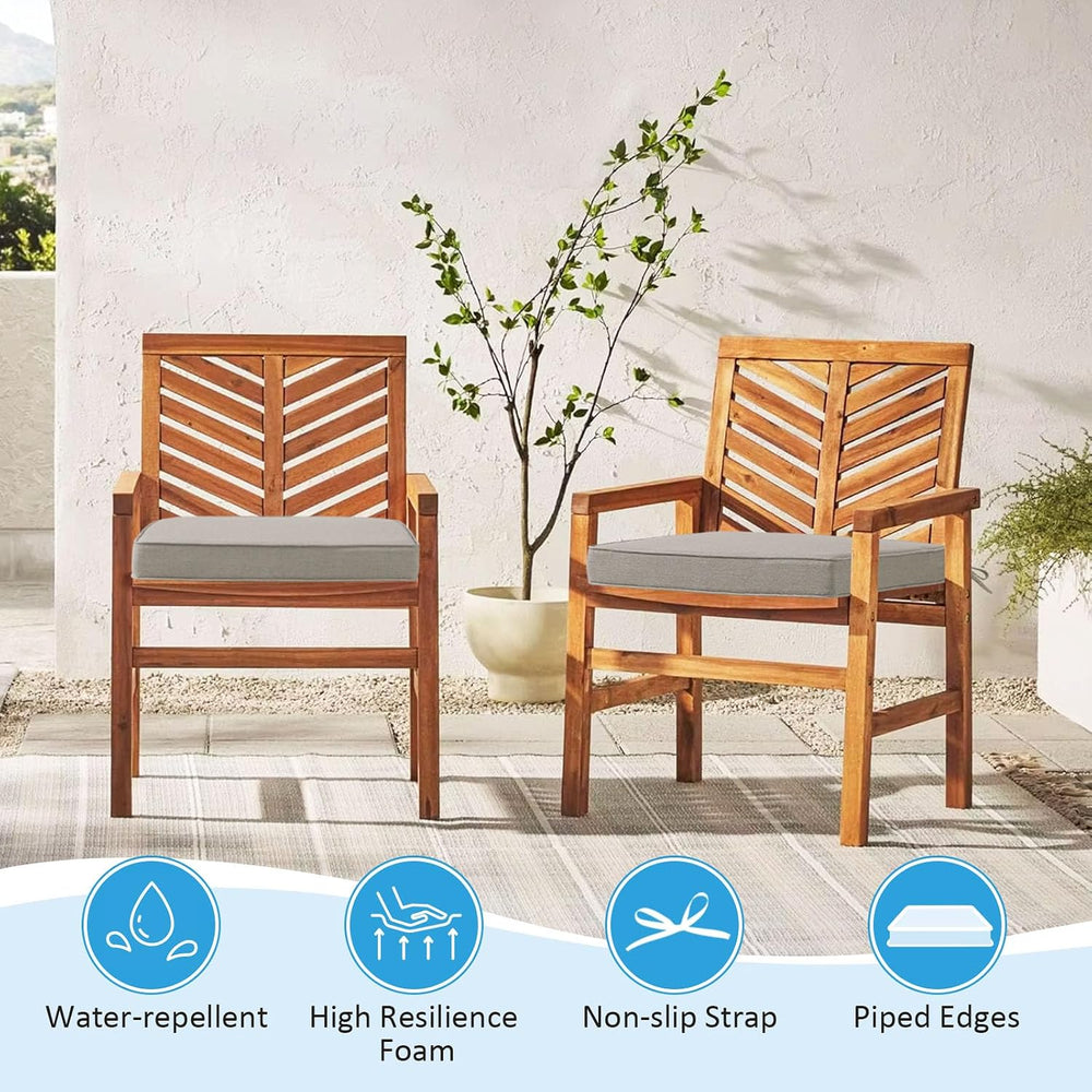17 x 16 Inch Sunbrella Outdoor Chair Cushions with Tie Straps, Set of 4 Thick...