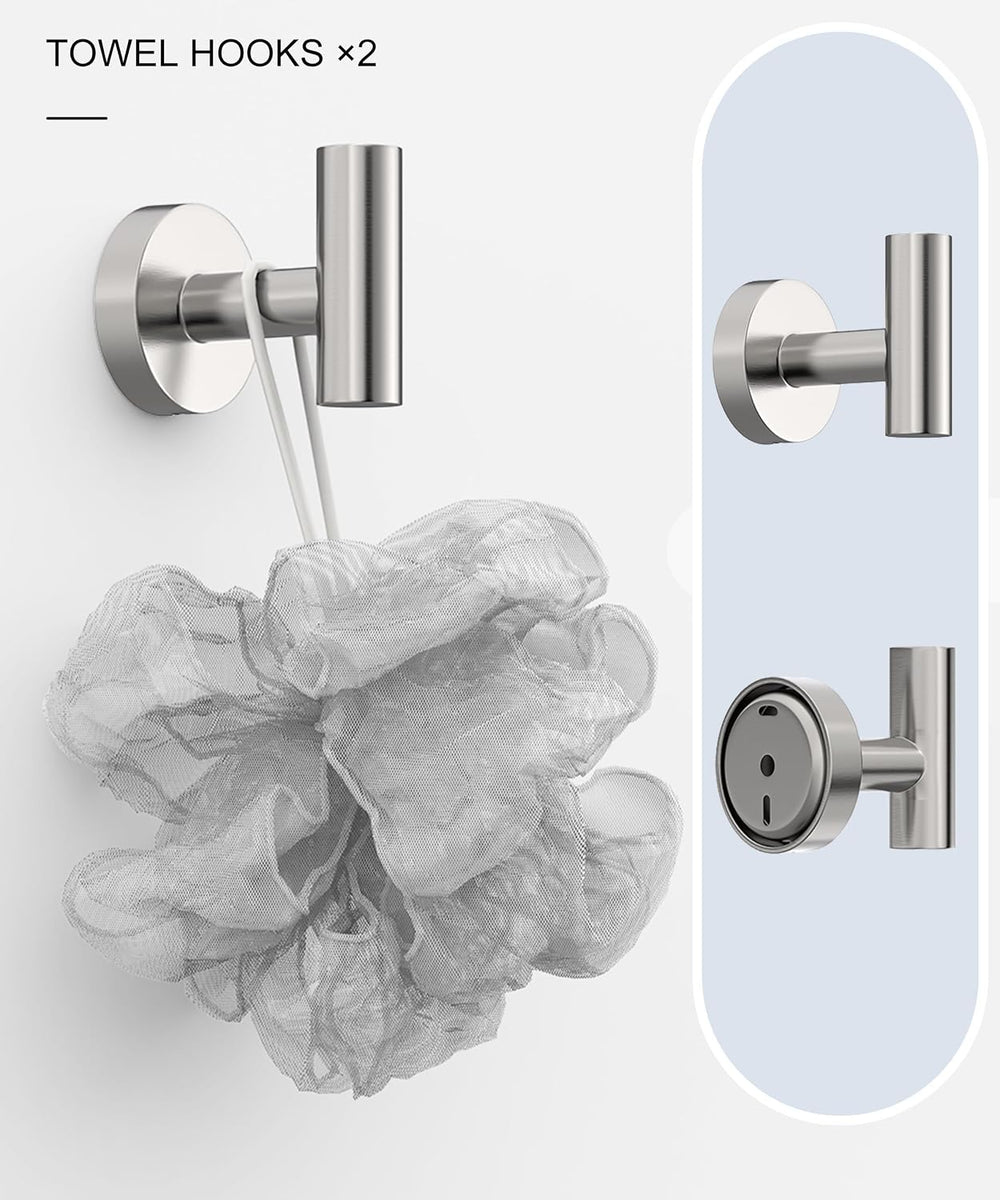 Brushed Nickel Bathroom Hardware Accessories Set 5 Pcs
