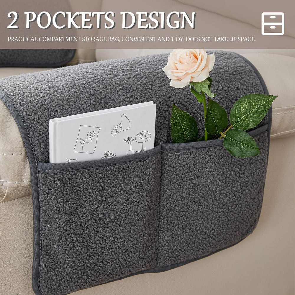 Armrest Covers for Recliners Couch Arm Covers with Pockets for Sofa