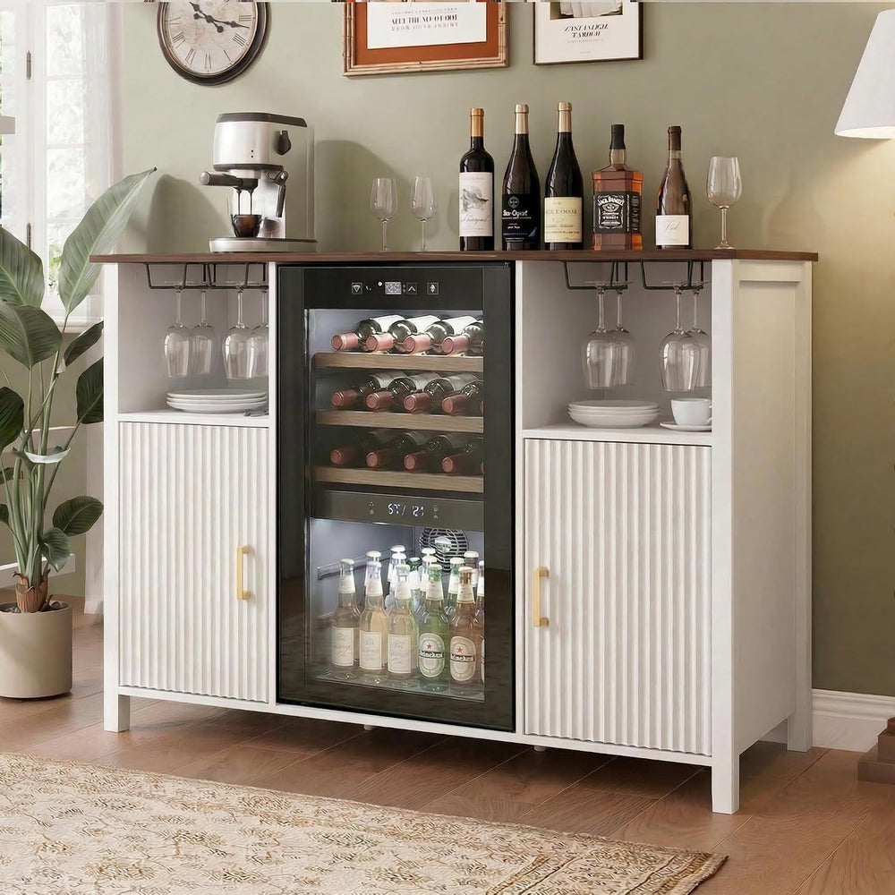 EAG 53" Large Coffee Bar Cabinet with Fridge Space & Power Outlets, ...