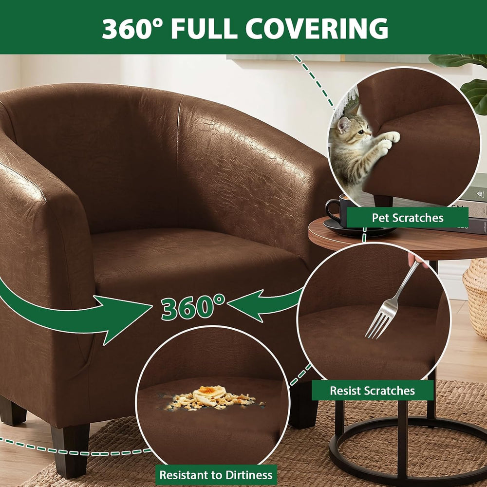 Club Chair Slipcover Stretch Barrel Tub Armchair Covers,Coffee