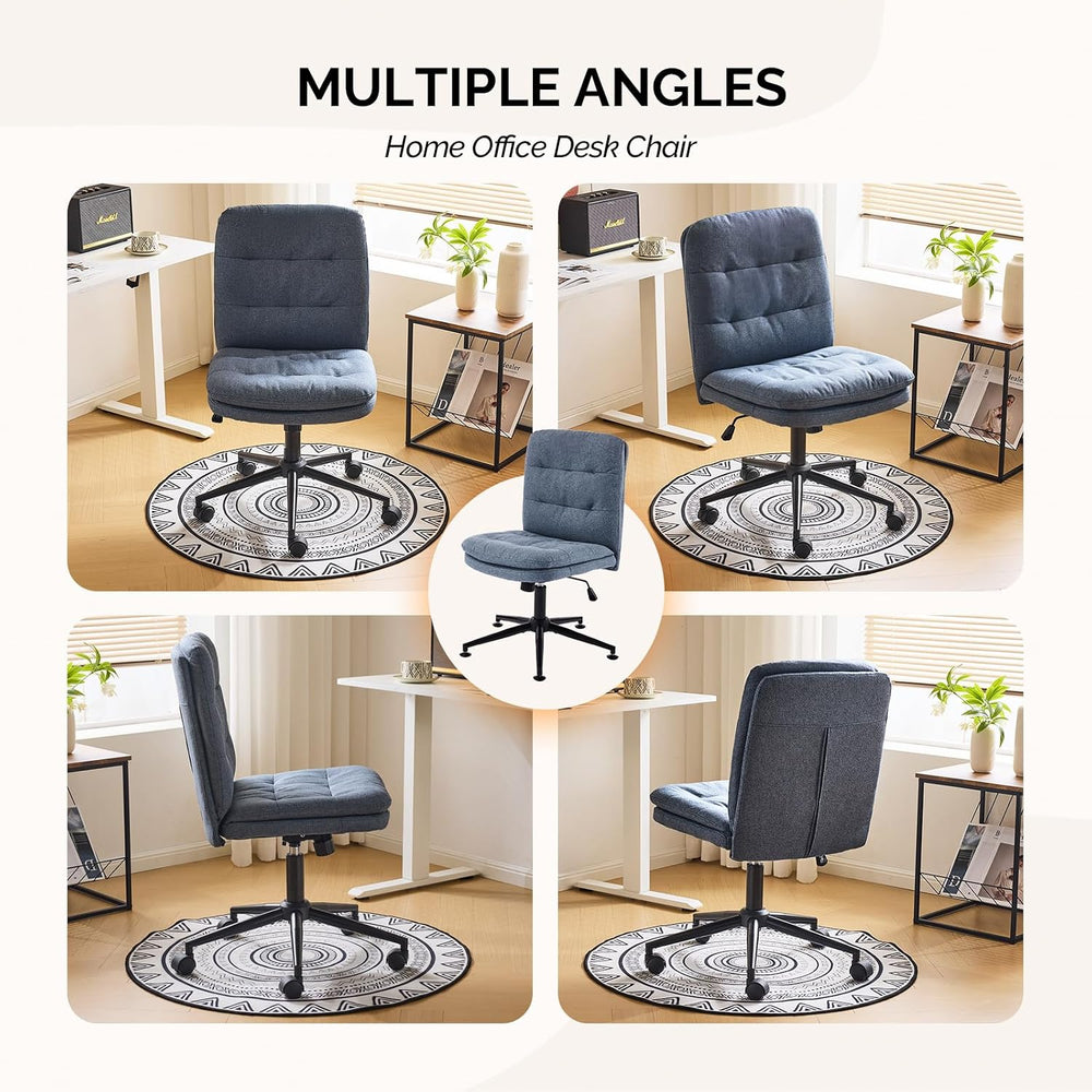 VINGLI Mid Back Armless Office Desk Chair with Wheels/no Wheels,360°Rocking S...