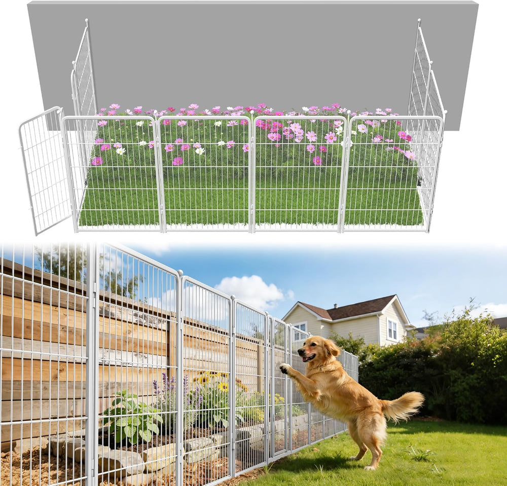 FXW No Dig Garden Fence, Outdoor for Yard, 40in(H) x 18.2ft(L), 8 Panels