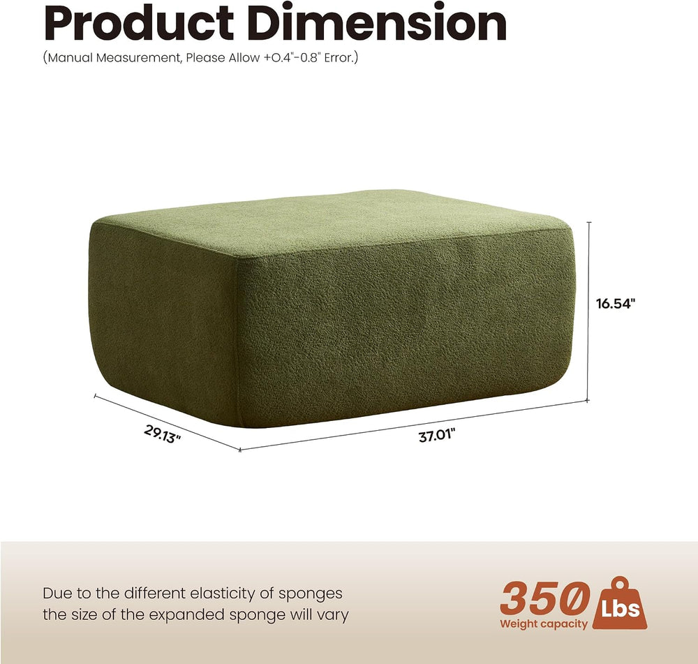 ovios 37" Velet Ottoman, Upholstered Cloud Ottoman for Boneless Couch in...