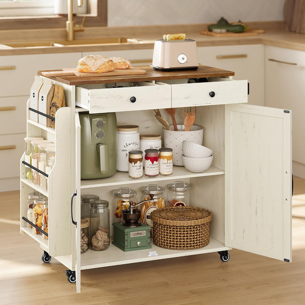 VASAGLE Mobile Kitchen Island with 2 Doors, 2 Drawers