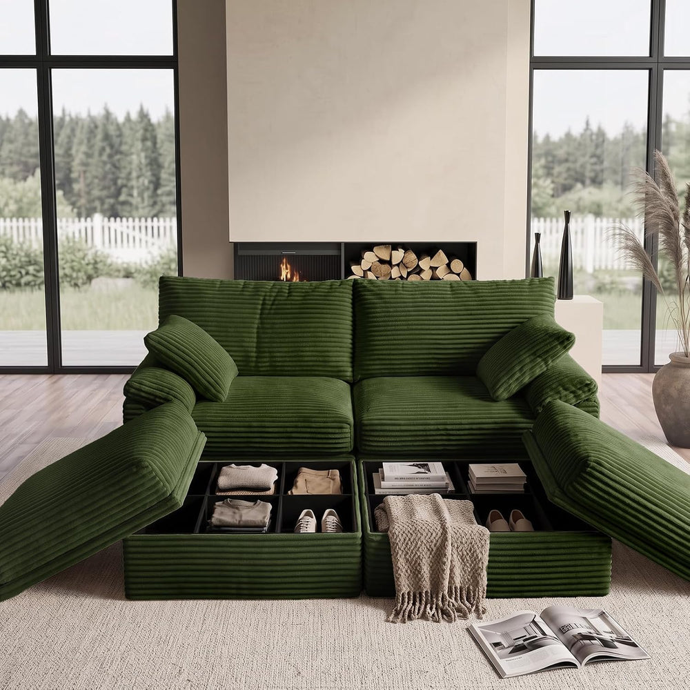 71" Modular Loveseat Sofa with Storage, 2-Seater Boneless Couch with Ott...