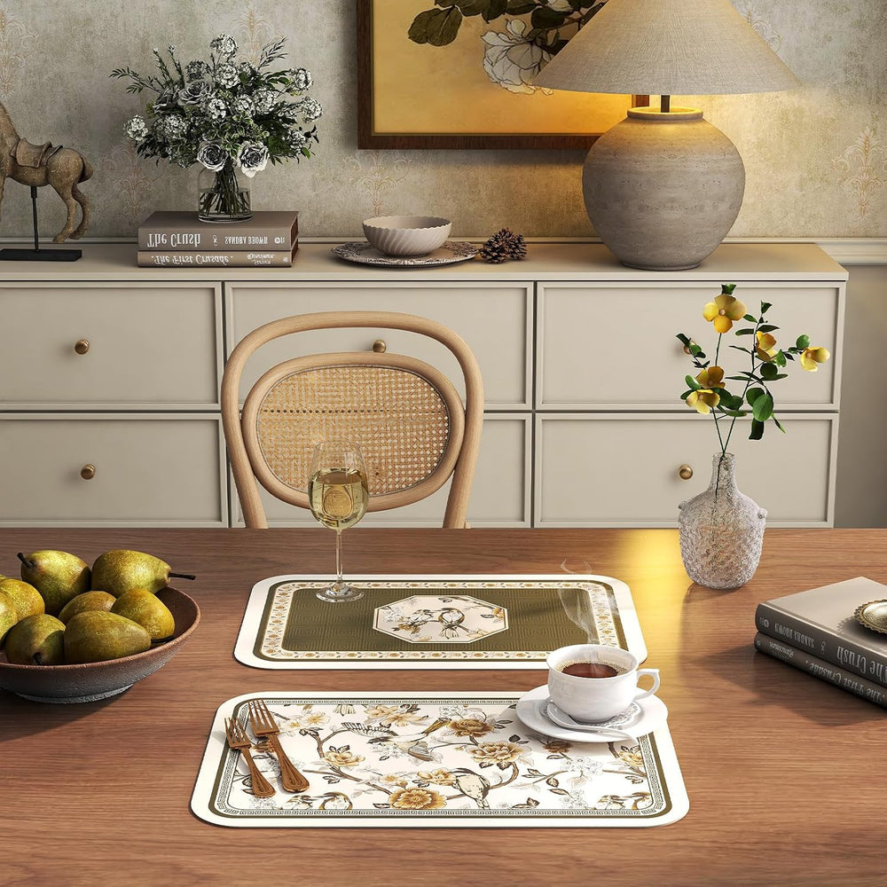 ISAENNE Vinyl Waterproof Placemats Set of 6 Rectangular,12"*17"