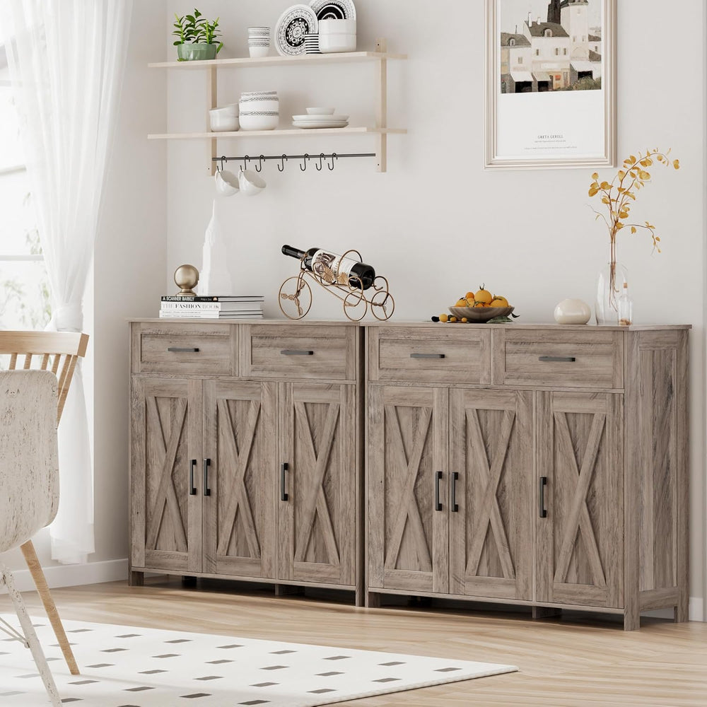 Homhedy Coffee Bar Storage Cabinet with Drawers, Kitchen Buffet Cabinet