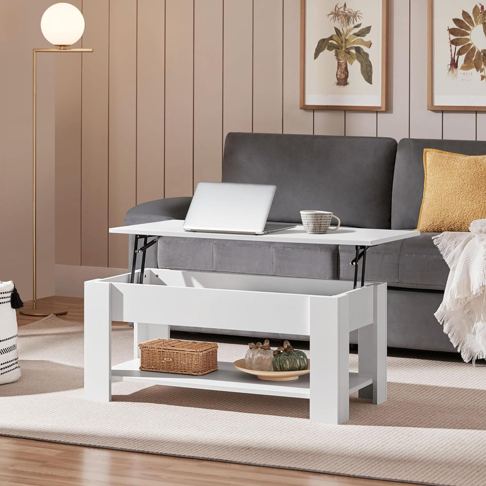 Yaheetech White Lift Top Coffee Table with Storage for Living Room, 38.6"