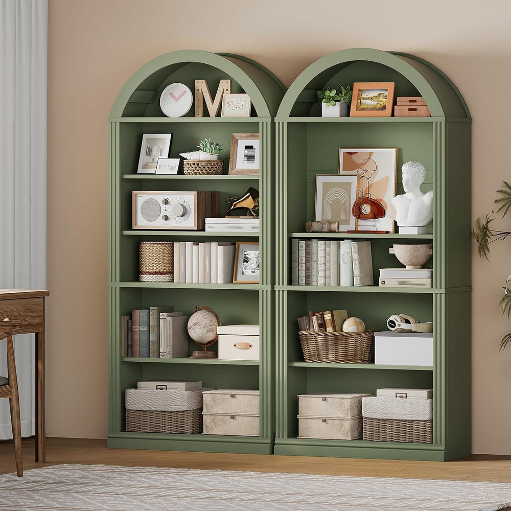 RALGEND Arched Bookshelf, 75.8" Tall Arch Bookcase with Storage