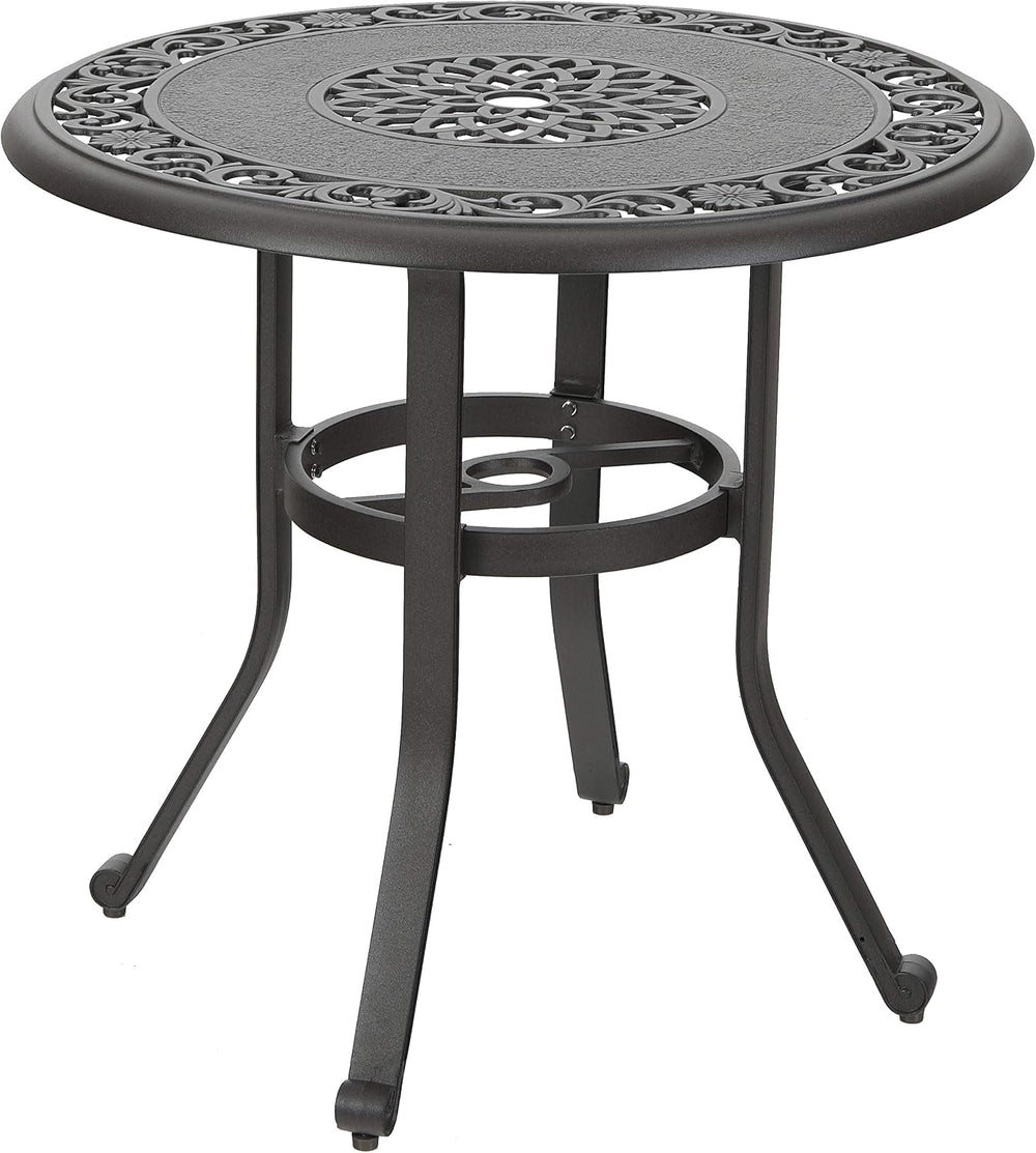 PHI VILLA 32" Cast Aluminum Round Patio Bistro Table, Brown