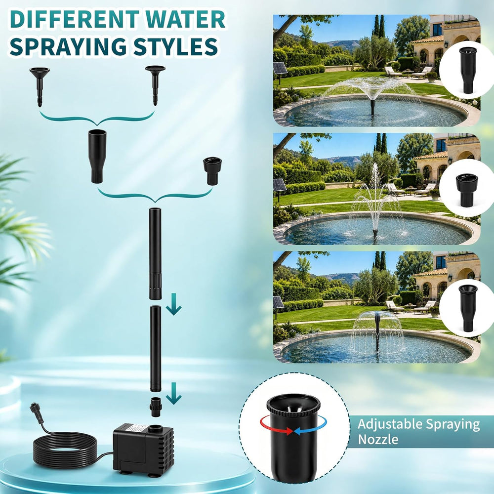 25W Solar Fountain Pump with 16.4FT Extra-Long Cable for Garden