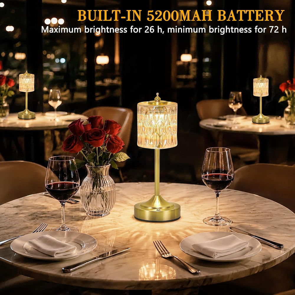 Cordless Table Lamp, 5200mAh Rechargeable Amber Glass Touch Lamp