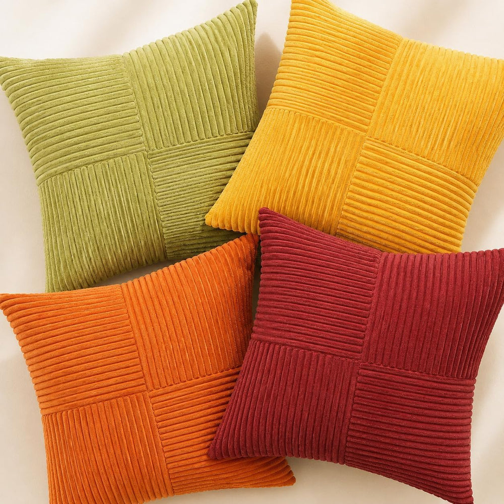 Topfinel Fall Burnt Orange Decorative Throw Pillows Covers 24x24,Soft Corduro...