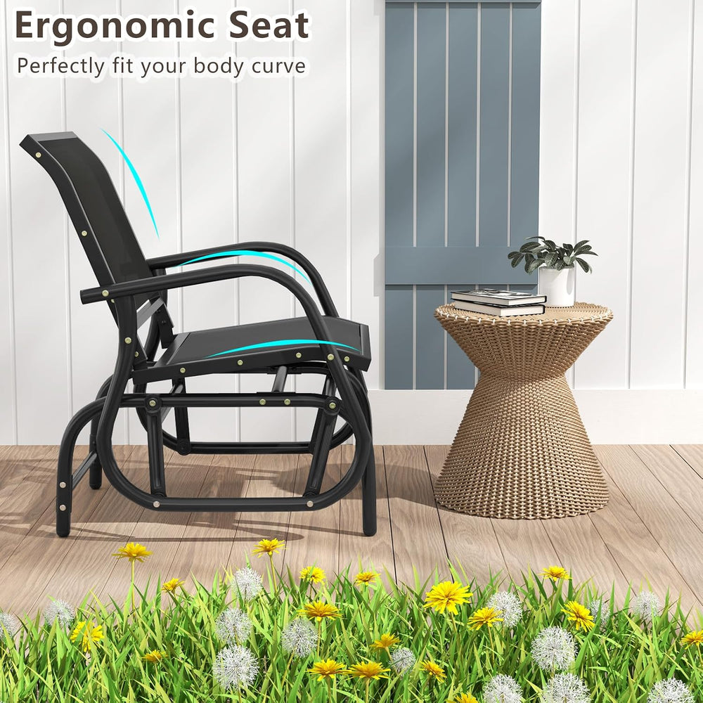 GIANTEX Outdoor Glider Chairs 2 Pack, Smooth Patio Gliding Chairs