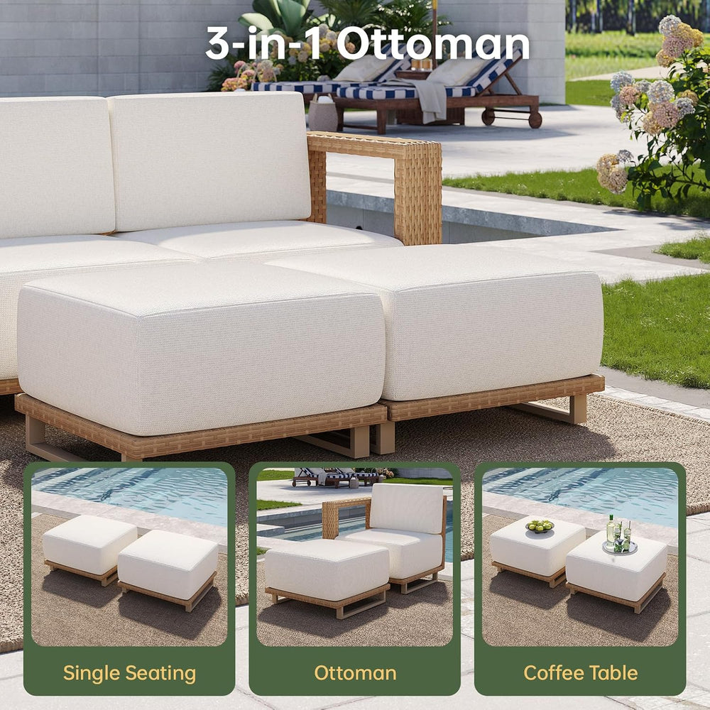 Aoxun Patio Furniture Set, 6 Piece Outdoor Sofa Set, Yellow/Beige