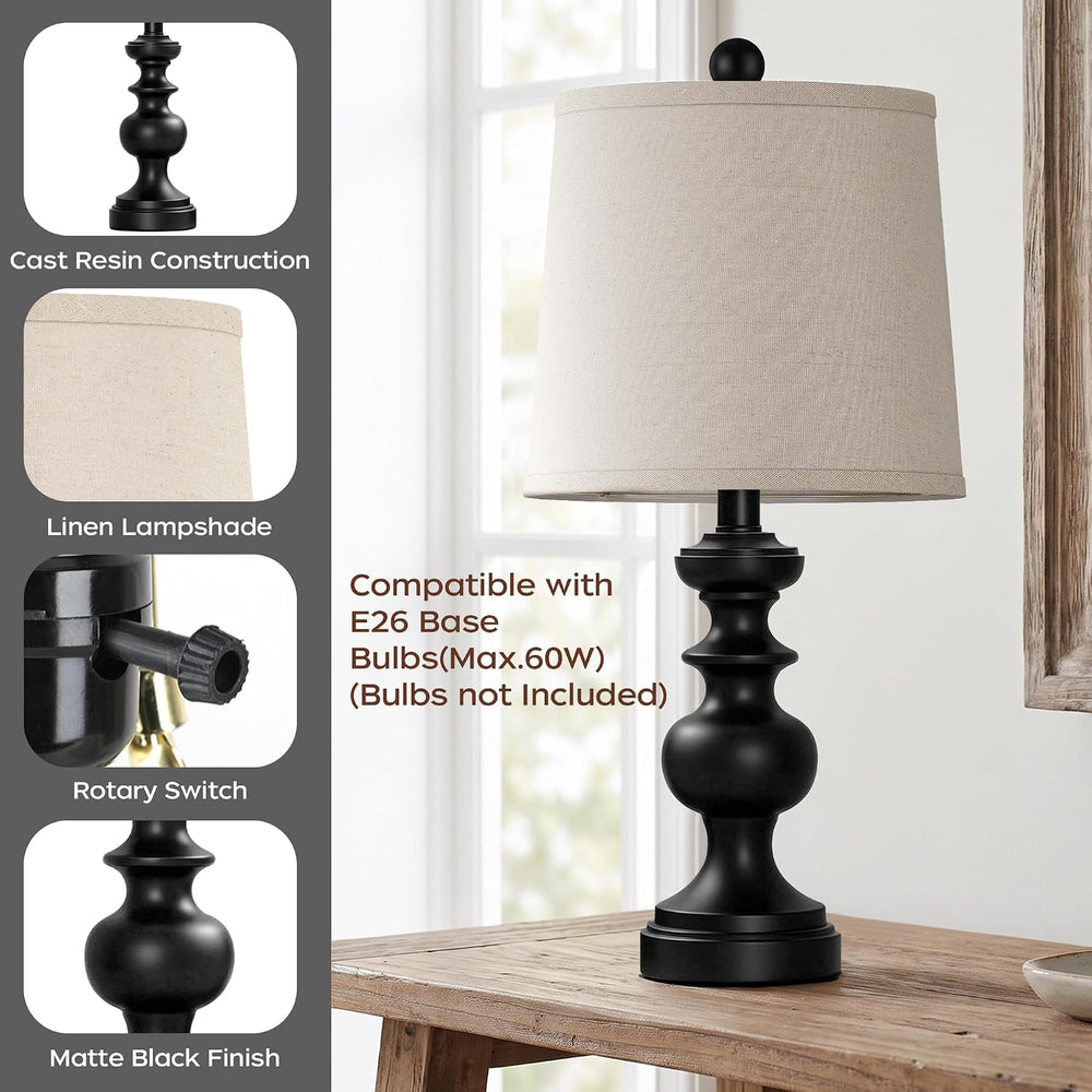 PARTPHONER Farmhouse Table Lamp Set of 2, Rustic Table Lamps for Living Room ...