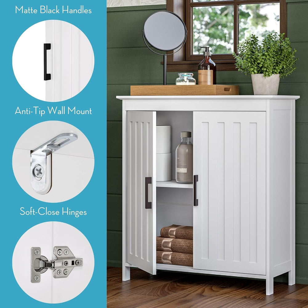 RiverRidge Monroe Two-Door Bathroom Floor Storage Cabinet - White