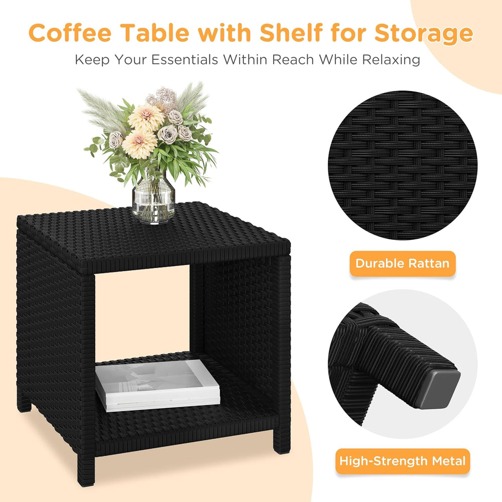 Yaheetech 5 Piece Patio Conversation Set with Ottomans, PE Wicker Balcony Fur...