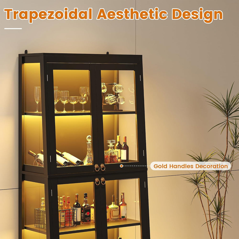 kepptory 4-Tier Display Cabinet with Glass Doors for Collectibles