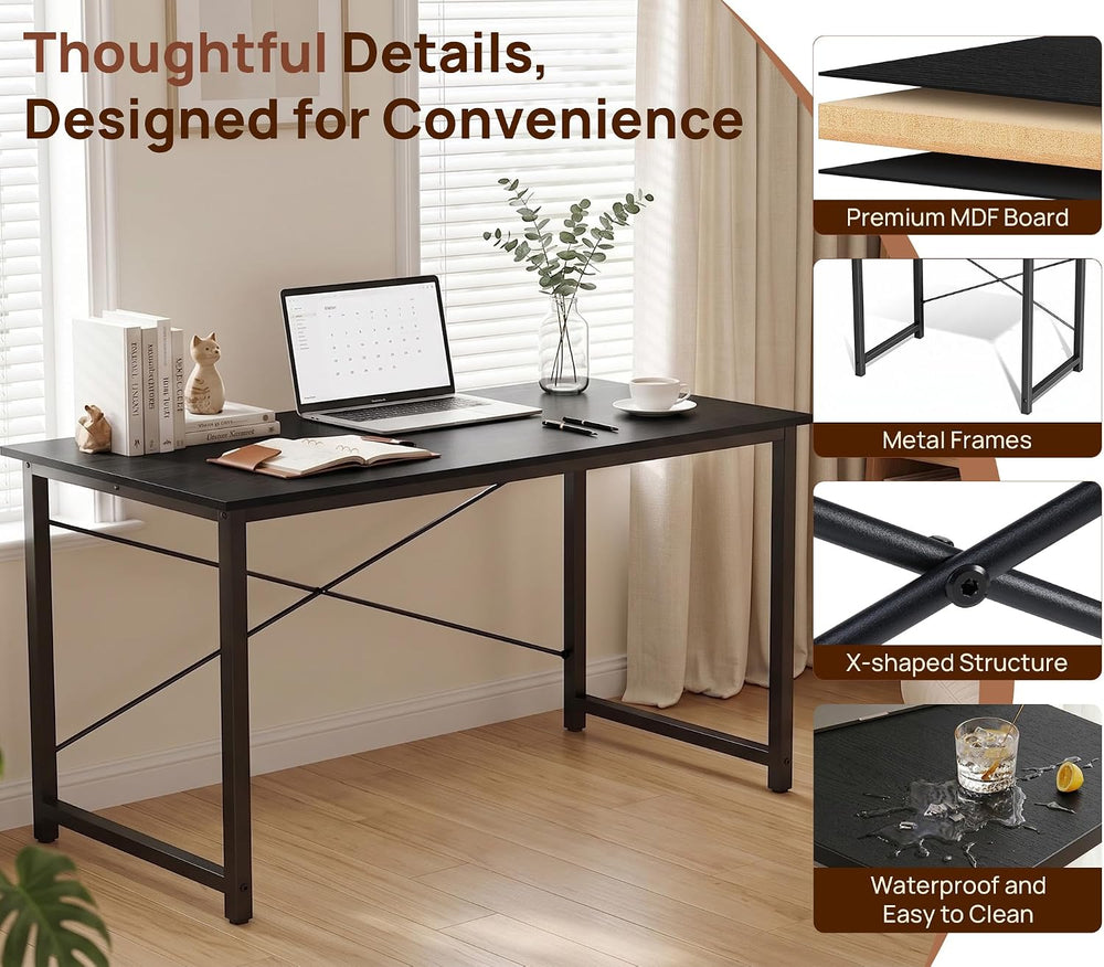 Alpen 44 Inch Computer Desk Office Desk & Writing Table for Home, Black